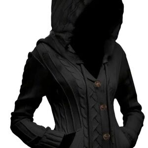 Women's Black Cable Knit Sweater